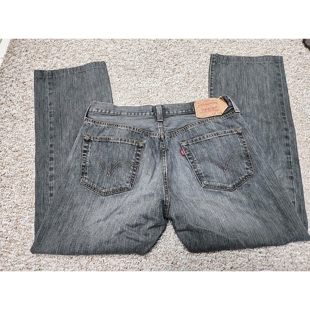 Levis‎ 501 Original Straight Fit Gray Denim Jeans Mens 36x34 Button Fly 501-0193